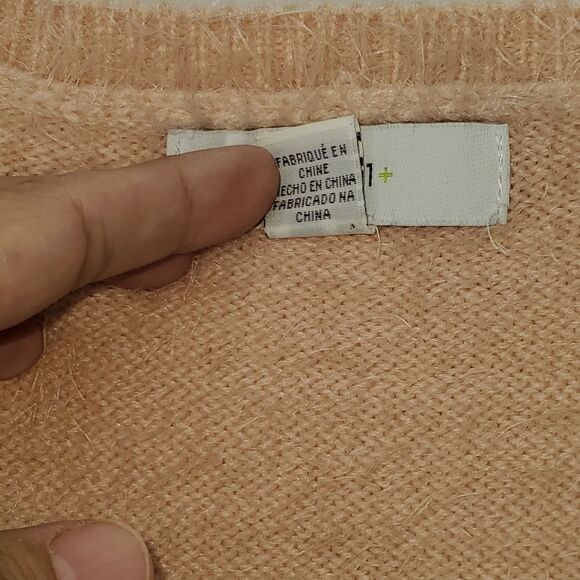 Forever 21 Fuzzy Square Neckline Short Sleeve Pink Blush Sweater 1X - Picture 12 of 16